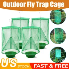4-Pack Fly Trap Ranch Reusable Catcher Killer Cage Net Pest Bug Catch Hanging US