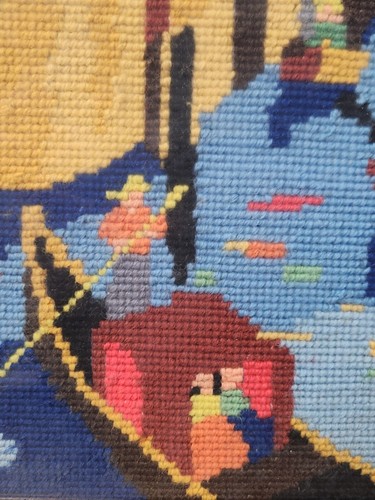 Vintage Gold Framed Needlepoint Venice Italy Gondola Canal Large 21.5 x 15.25 - Picture 11 of 15