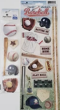 NEW Paper House - BASEBALL Dimensional & Sticky Pix Cardstock Stickers, 2 Pkgs.
