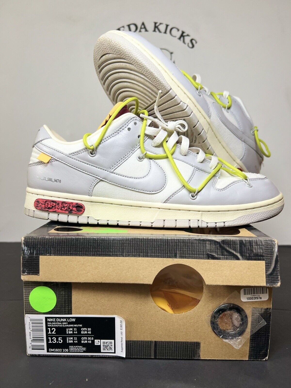 OFF WHITE X NIKE Nike Off White x Dunk Low lotto 08 di 50 taglia 12 DM1602 106 Og usate rare