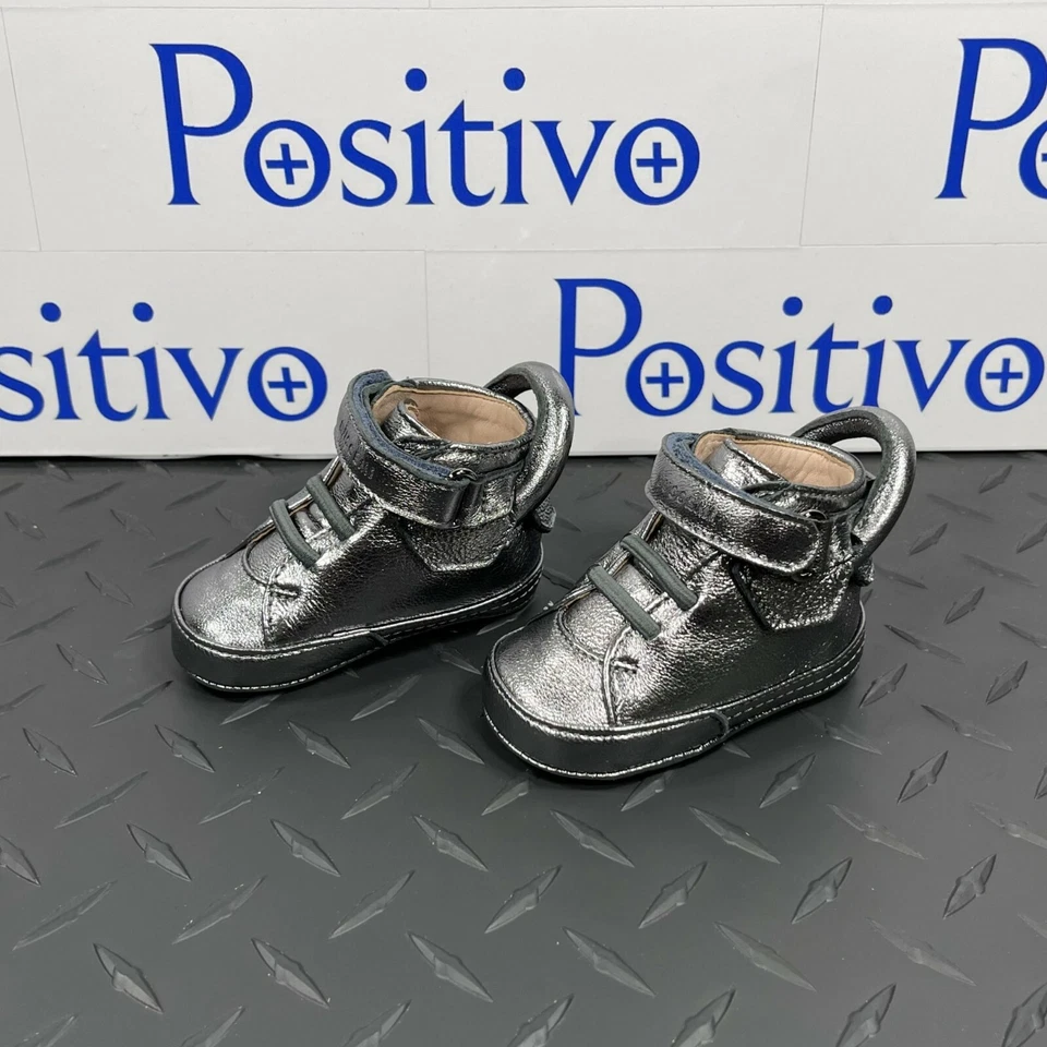 Buscemi 100MM Bebé Metal Plata Cuero Tenis EE. UU. 4 UE 19 Nuevas Foto 2 de 4