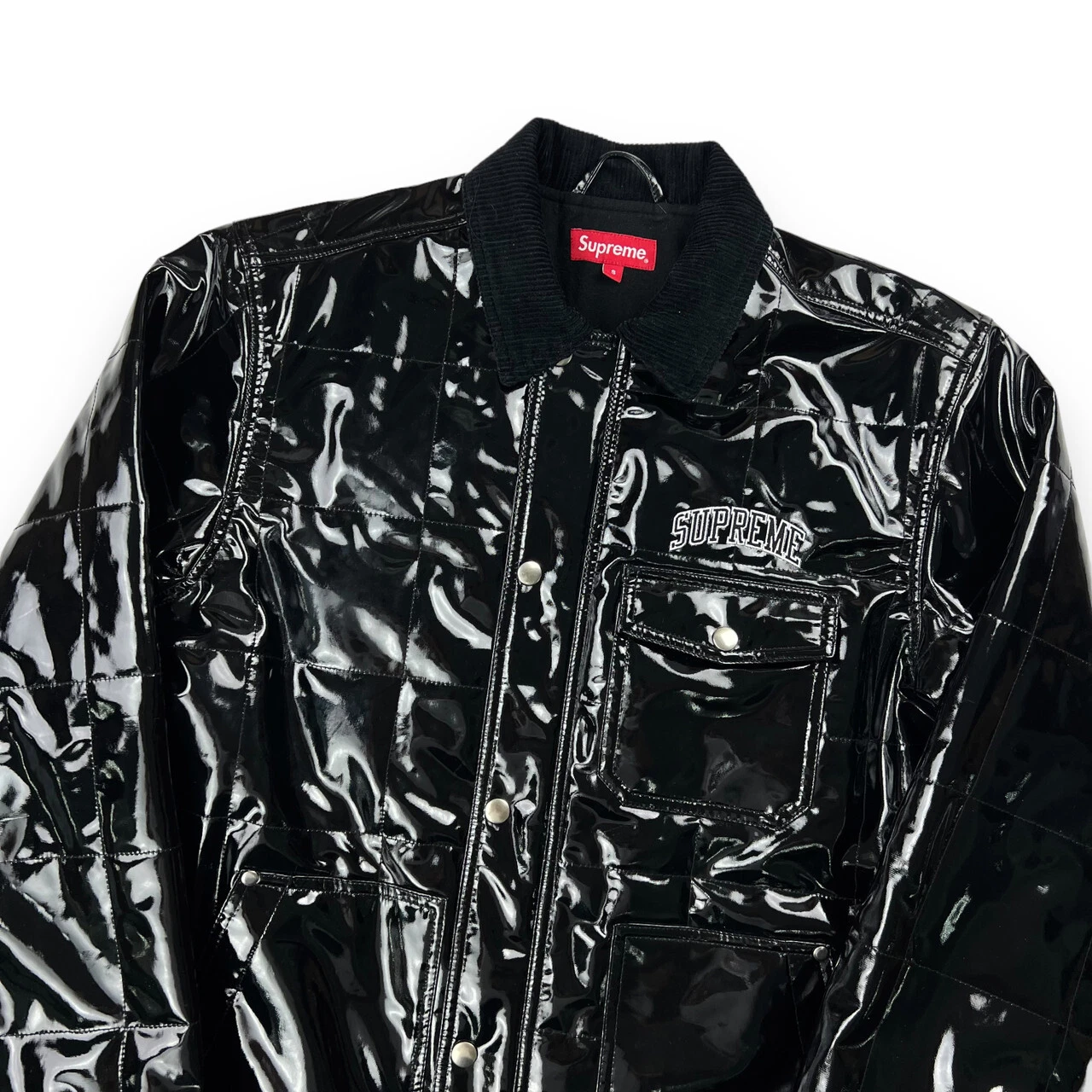 Veste en cuir verni vinyle noir Supreme