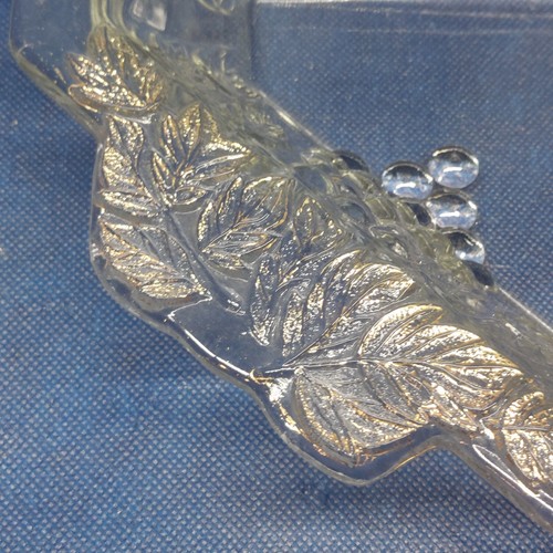Vintage Jeannette Glass Divided Tray Platter Gold Trim Plus Serving Spoon/Fork - Picture 4 of 6