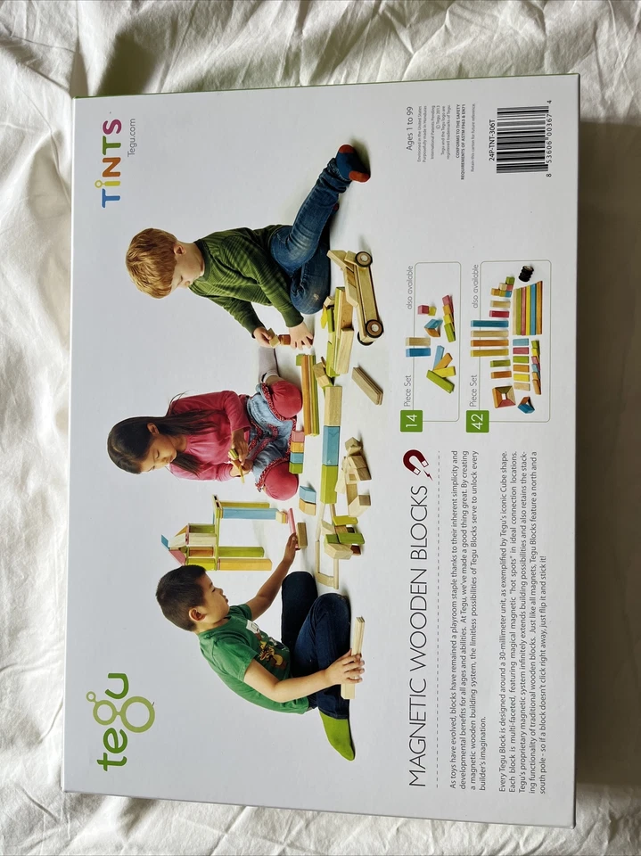 Tegu Juego de 24 Piezas Clásico Magnético Bloque de Madera Juguete de Construcción Tintes NUEVO Foto 3 de 3
