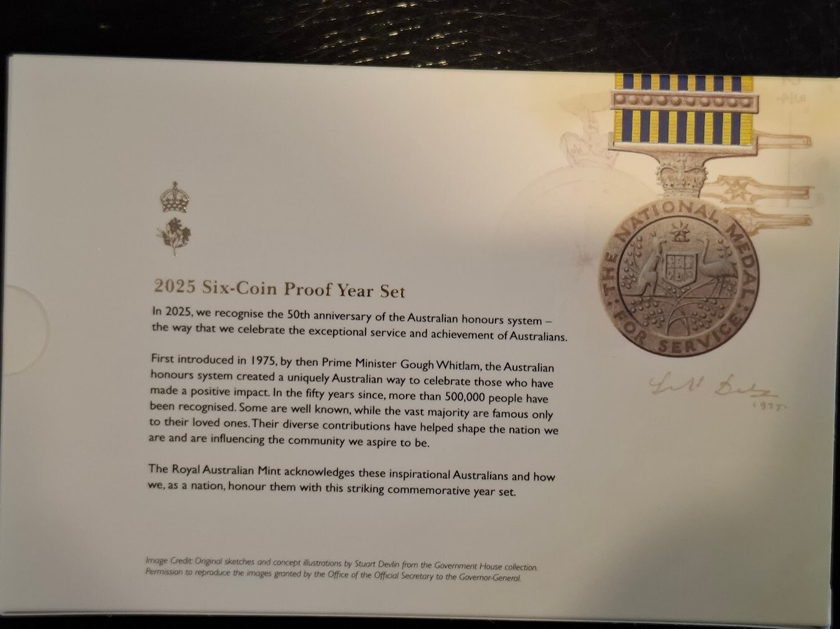 6-Coin Set - 50 Years of the Australian Honours System 2025 Metal Market Europe
