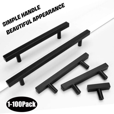 #ad Stainless Steel Kitchen Square Cabinet Handles T Bar Drawer Pulls Black Gold US $108.33