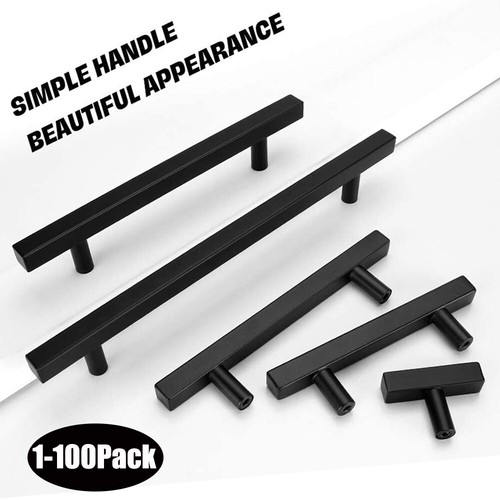 Stainless Steel Kitchen Square Cabinet Handles T Bar Drawer Pulls Black Gold US - Picture 1 of 15