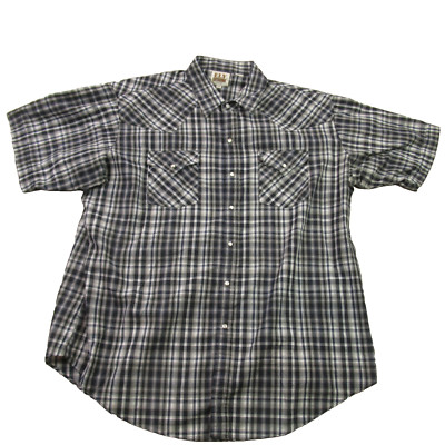 Ely Cattleman Shirt Mens 2XL Short Sleeve Pockets Button Front Lightweight Plaid