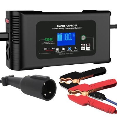 36V 18A Golf Cart Charger for Club Car with 3-Pin Round Plug,Lithium, LiFePO4 US