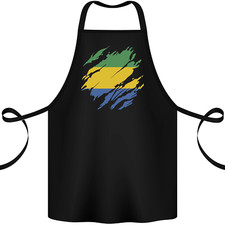Torn Gabon Flag Gabonese Day Football Cotton Apron 100% Organic