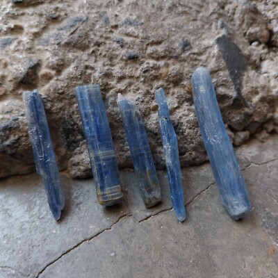 68 Ct 31 to 42 MM Natural Blue Color Kyanite Raw Rough Pencil Shape 5 Piece Lot