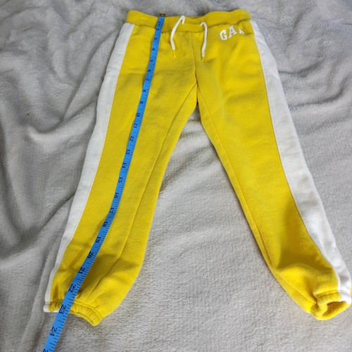 Gap Kids Drawstring Tie Sweatpants Yellow White Logo Joggers Girls Sz XS - Picture 10 of 16