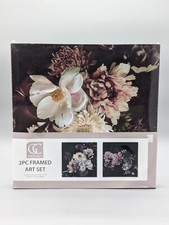 Gift Craft Floral Flower Bouquet Canvas Wall Art Set Of Two 12" x 12"
