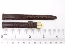 Watchband Stylecraft GENUINE LEATHER lizard grain 12 mm R brn watch strap apollo