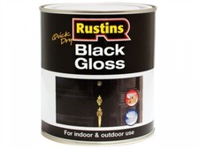 Rustins  Quick Dry Black Gloss Paint Indoor  Outdoor Use  250ML  500ML  1L