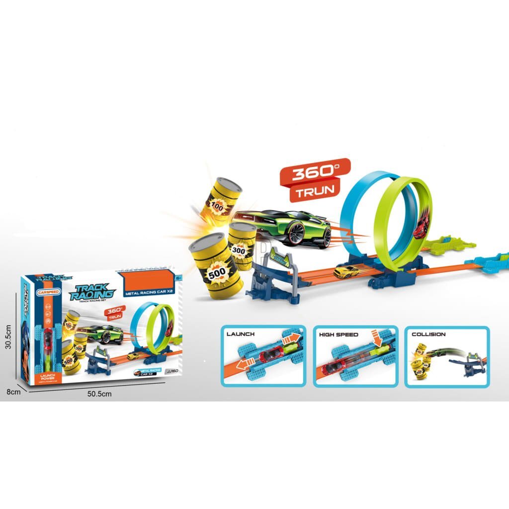 Circuit de course automobile de 24 pièces gris et bleu pour enfant