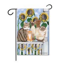 Cats Under the Tuscan Sunflowers Garden Flag Double Sided 12" x 17"
