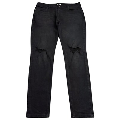 ARNE Jeans Mens W36 L32 Black Distressed Slim Skinny Fit Stretch Denim Zip  Fly UK