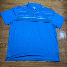 Callaway Polo Shirt Mens XXL 2XL Blue Striped Golf Stretch Opti-Dri Performance