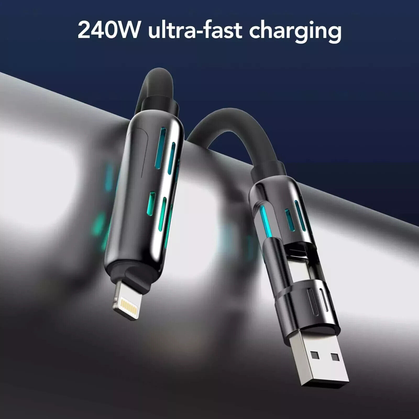 👍4 in 1 Multi-USB Charging Cable -240W Fast Charging/With USB A+ Type-C 6.6ft🔥