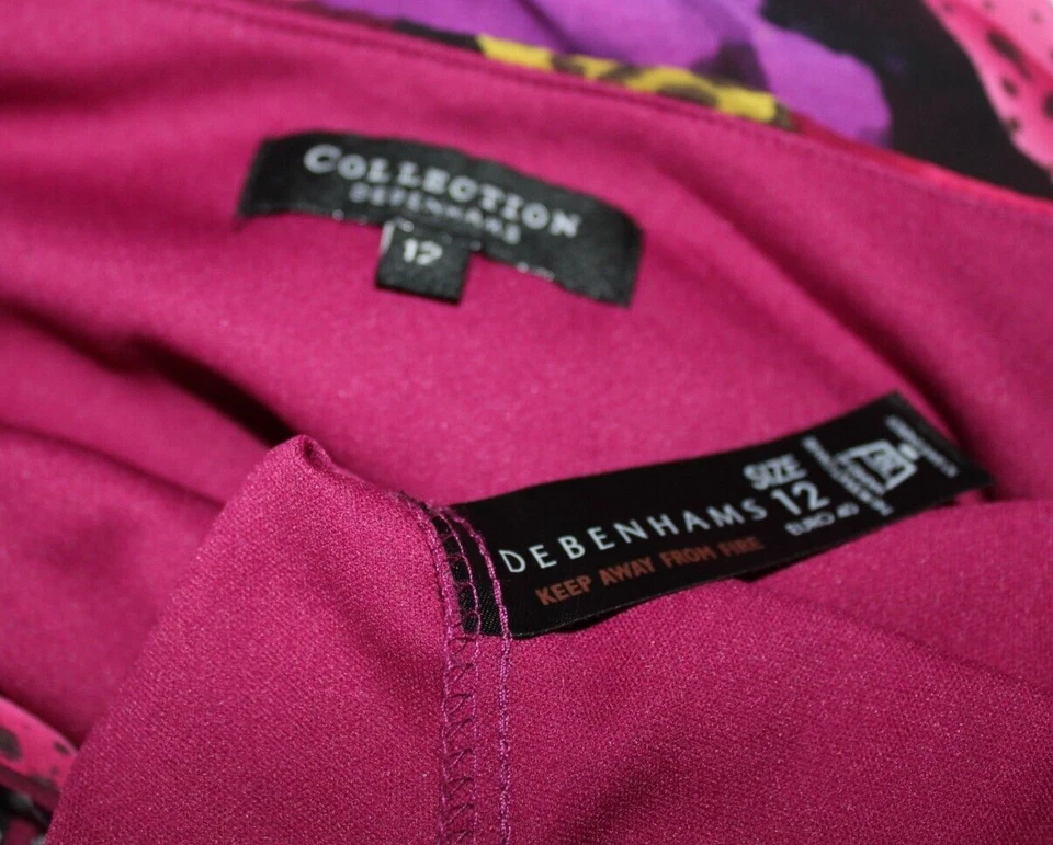 LADIES PINK MIX 3/4 CHIFFON SLEEVED BLOUSE WITH SIDE TIE FROM DEBENHAMS SIZE 12 - Image 4 of 4