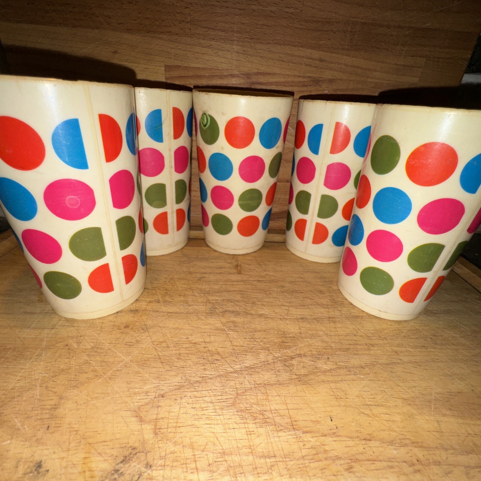 VTG Deka Plastics Tumblers & Mug 1969 Inspired By Alexander Girard Pop Art? Prop