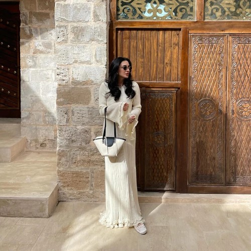 Flare Sleeve Round Neck White Maxi Dress Fashion Lace Up Elegant Long Dresses - Bild 19 von 21
