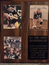 *3 NFL QB LEGEND Autographs in One* - Bradshaw, Unitis, Starr - JSA CERTIFIED!!!