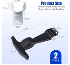 (2) Buyer Products Rubber Hood Latch Bungee Latch Battery Latch W/ Bracket&Pin 