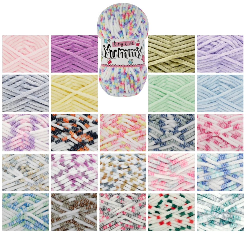 YUMMY Chunky Chenille Yarn King Cole Super Soft Knitting Baby Wool 100g Crochet