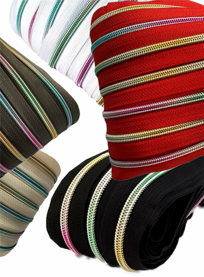 Regenbogen Reißverschluss endlos 5 mm Laufschiene inkl. Zipper Meterware teilbar