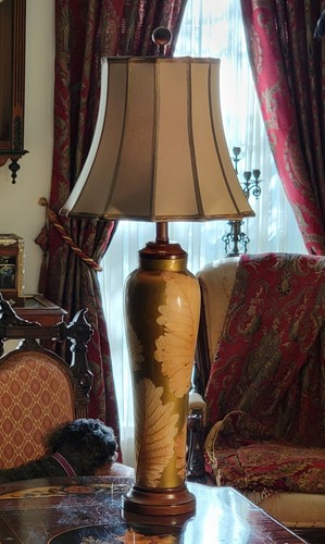 Vintage Palecek Botanical Lamp Acrylic Over Real Leaves Shade not Included - Picture 3 of 8