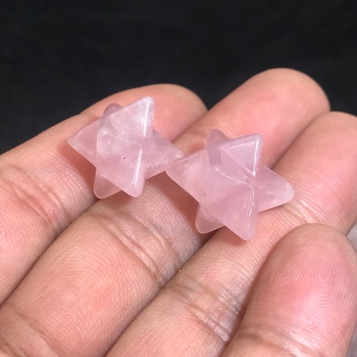 5 Stück Natürlicher Rosenquarz Mini Merkaba Sternquarz Kristall Totenkopf Reiki Heilung - Bild 7 von 7