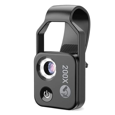200X Cell Phone Microscope with CPL Lens,Portable with LED Light/Universal Clip