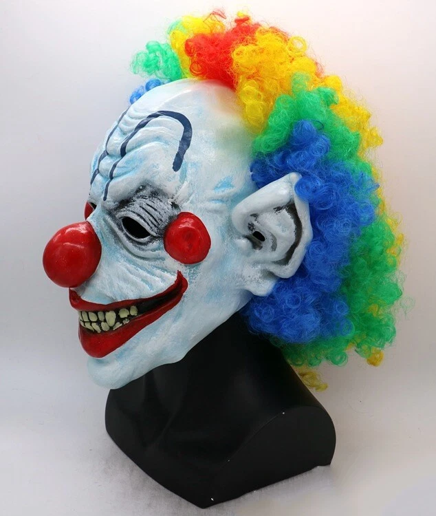 Mens Sinister Mr Mister Horror Creepy Clown Killer Halloween Costume Mask + Wig - Image 3 of 4