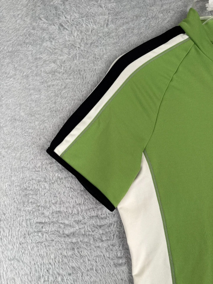 Jersey de ciclismo Shebeest para mujer grande verde blanco 1/2 cremallera manga corta poliéster Foto 3 de 4