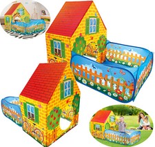 Casetta per Bambini da Giardino Casa Tenda Gioco con Recinto Interno Esterno  