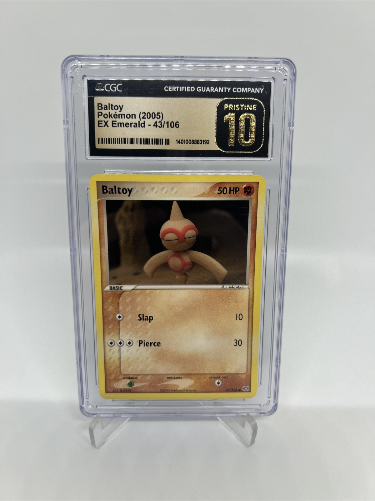 CGC Pristine 10 Baltoy 43/106 EX Emerald Pokemon TCG Card 2005 - Low Pop
