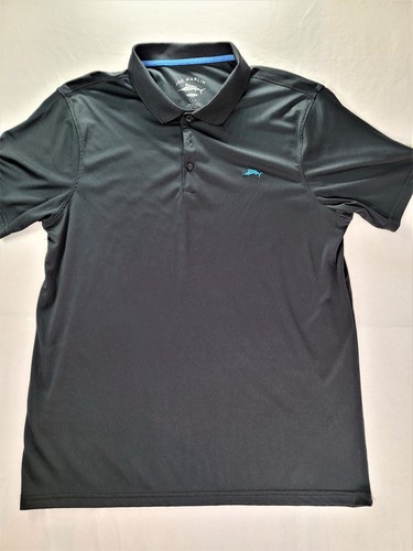 JOE MARLIN Unwind Men's Polo Black and Blue Logo Fishing Sport Shirt size Large