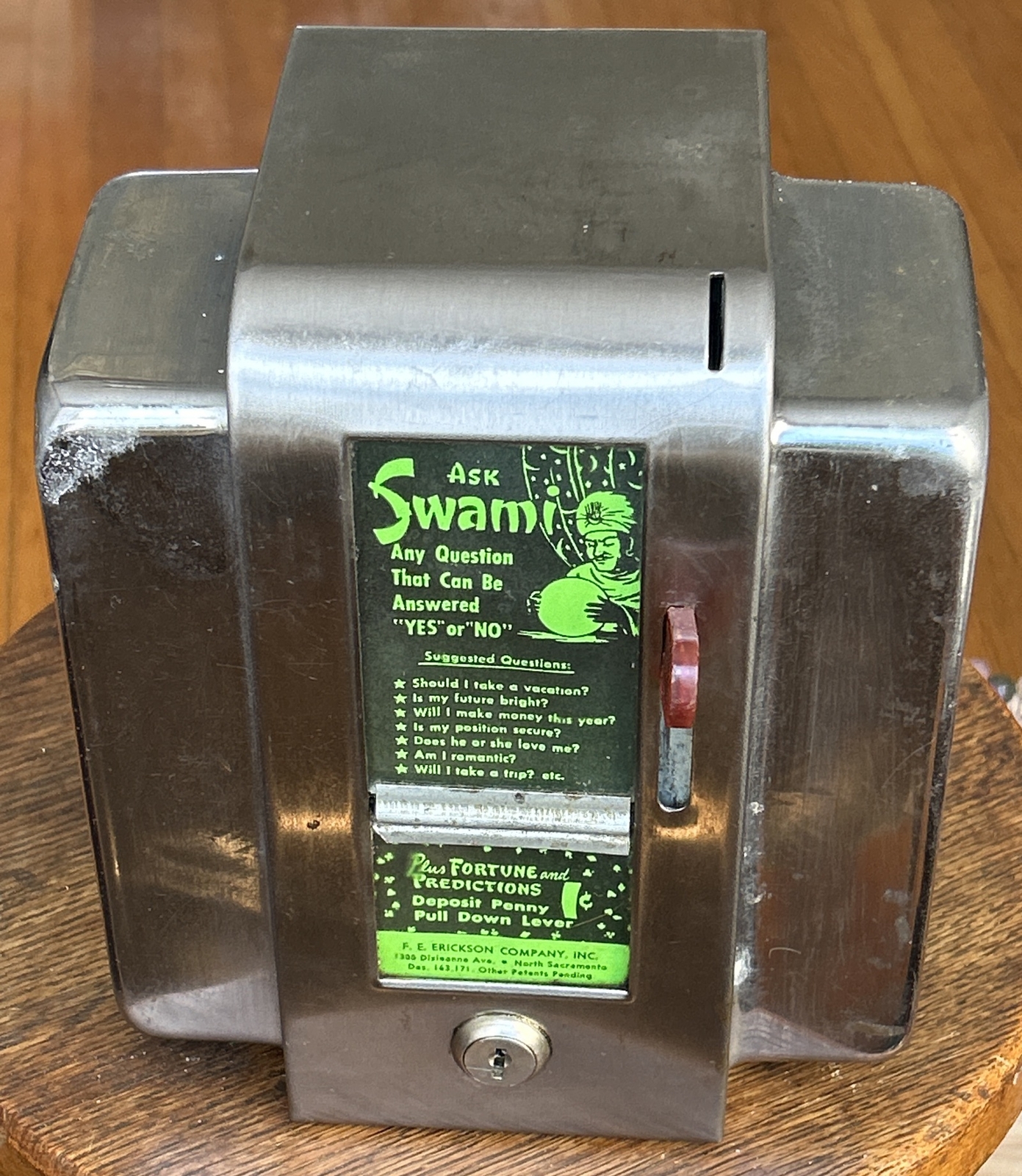 F.E. Erickson Co. "Ask Swami" Fortune Teller 1c Coin Operated Napkin