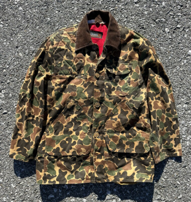 Vintage 70s SEARS Sports Center Canvas Camo Fishing Hunting Jacket 