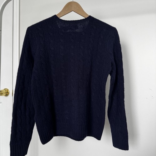 Polo Ralph Lauren Women's Julianna Cable Stitch Wool & Cashmere Sweater Navy M - Picture 2 of 4