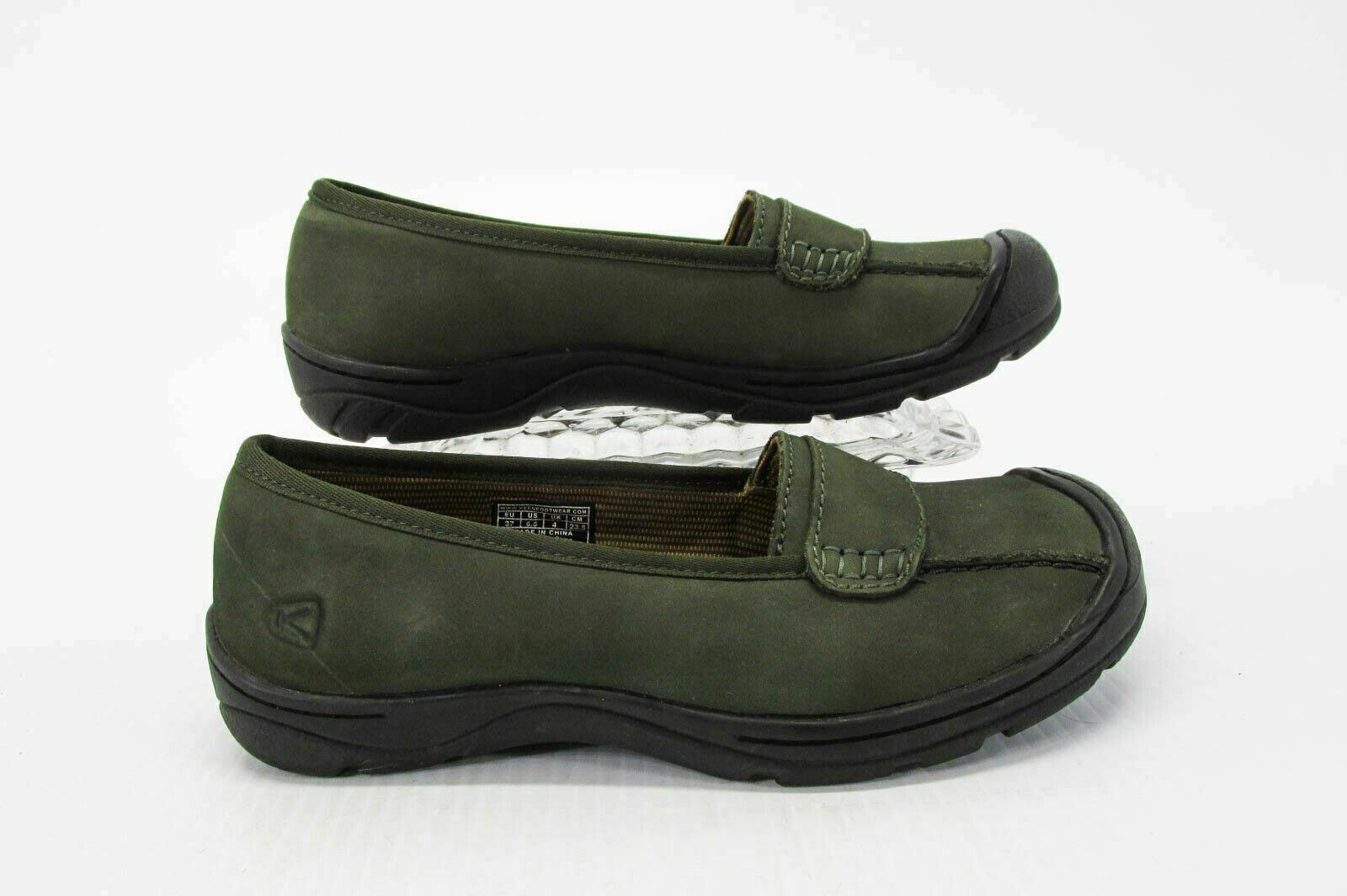 Scarpe da donna Keen Sterling City taglia 6 5 M mocassini in pelle verde usati qp
