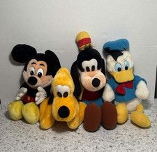 Vintage Disneyland Plush Lot - Mickey, Goofy, Pluto, Donald Stuffed Animal 1980s