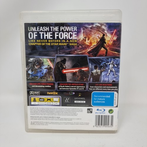 Star Wars The Force Unleashed PS3 PlayStation 3 versione australiana PAL senza manuale - Foto 7 di 24