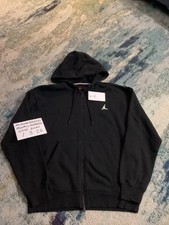NWT Nike Air Jordan Brooklyn Fleece Black  White Full Zip Hoodie Men  s Sz M