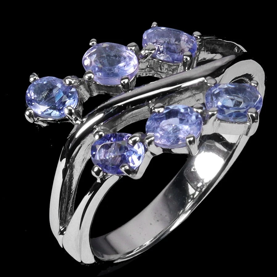 925 Anillo Plata de Ley Ovalado Tanzanita 4x3mm Gema Natural Joyería Talla 7 - Imagen 2 de 4