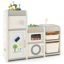Kids Toy Storage Organizer Toddler Storage Cabinet Chest W/ Magnetic Whiteboard