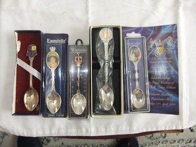 Vintage versilberte Sammler Souvenir Löffel x 5 UK Royalty