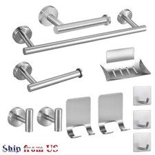 11 Piece Bathroom Hardware Bath Accessory Set Brushed Nickel Towel Racks Hooks